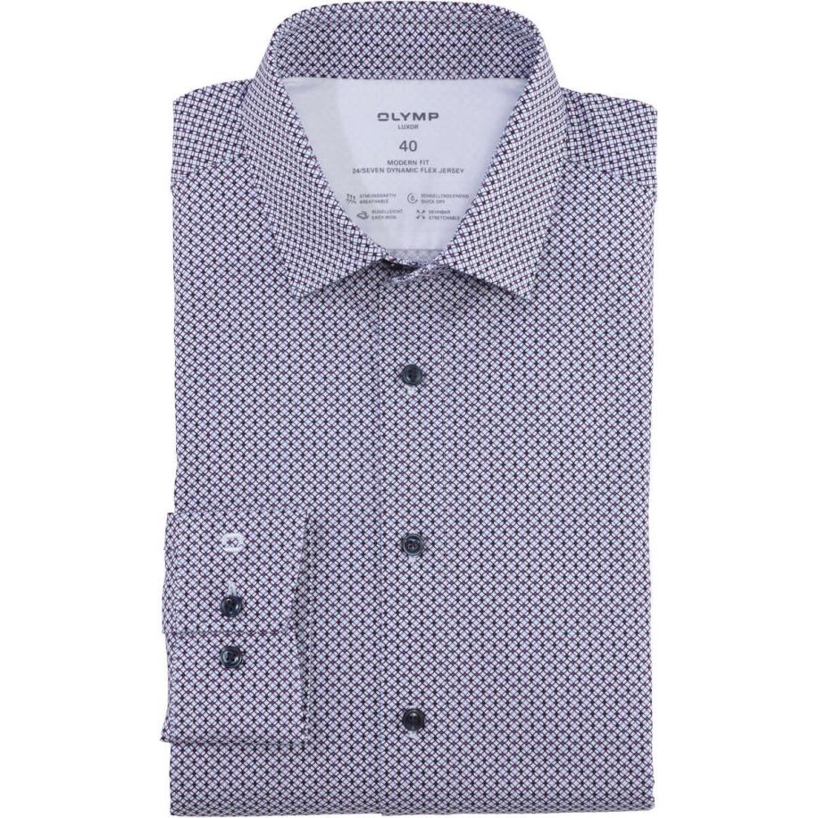 OLYMP Luxor 24/Seven Jersey shirt granaat, Bedrukt Rood