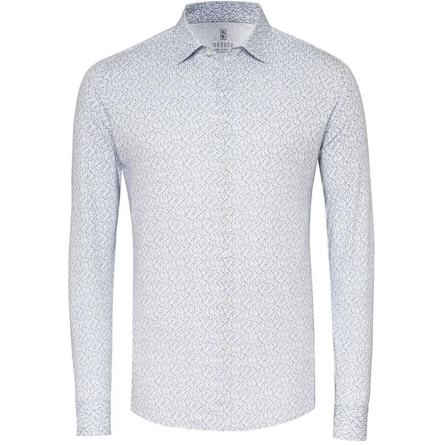 Desoto Overhemd Timeless Elegance Print Blauw Blauw