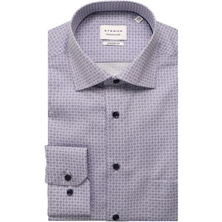 ETERNA Overhemd middenblauw, Bedrukt