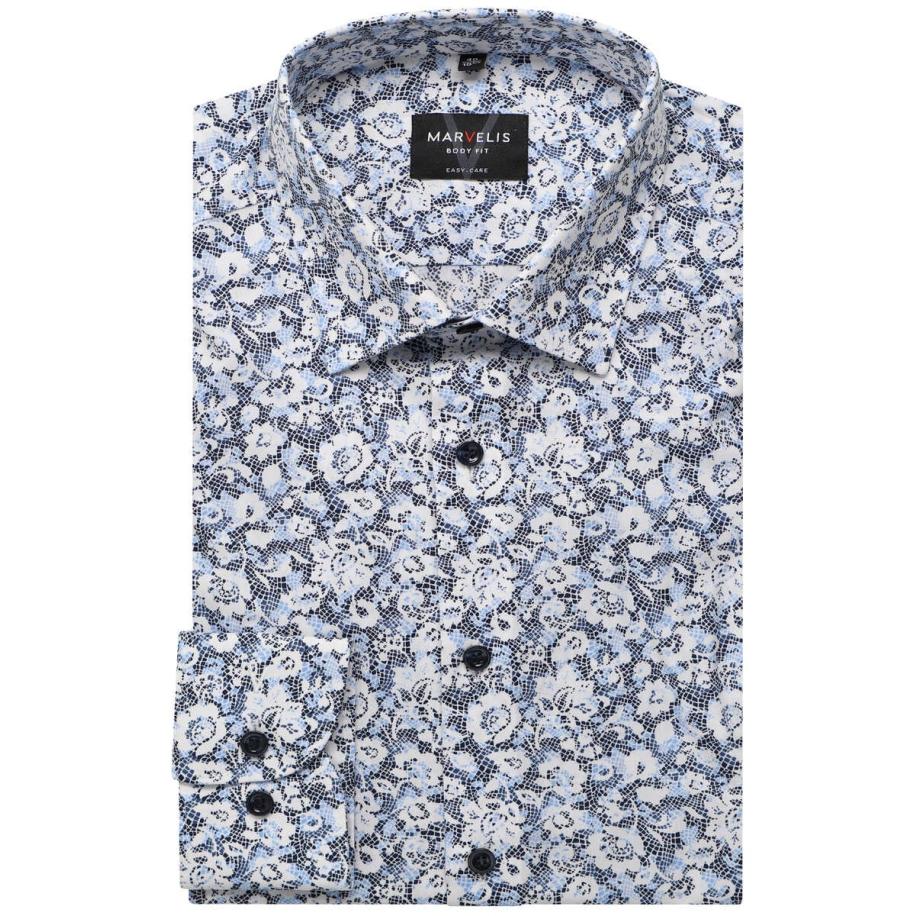 Marvelis Overhemd blauw, Bedrukt Blauw