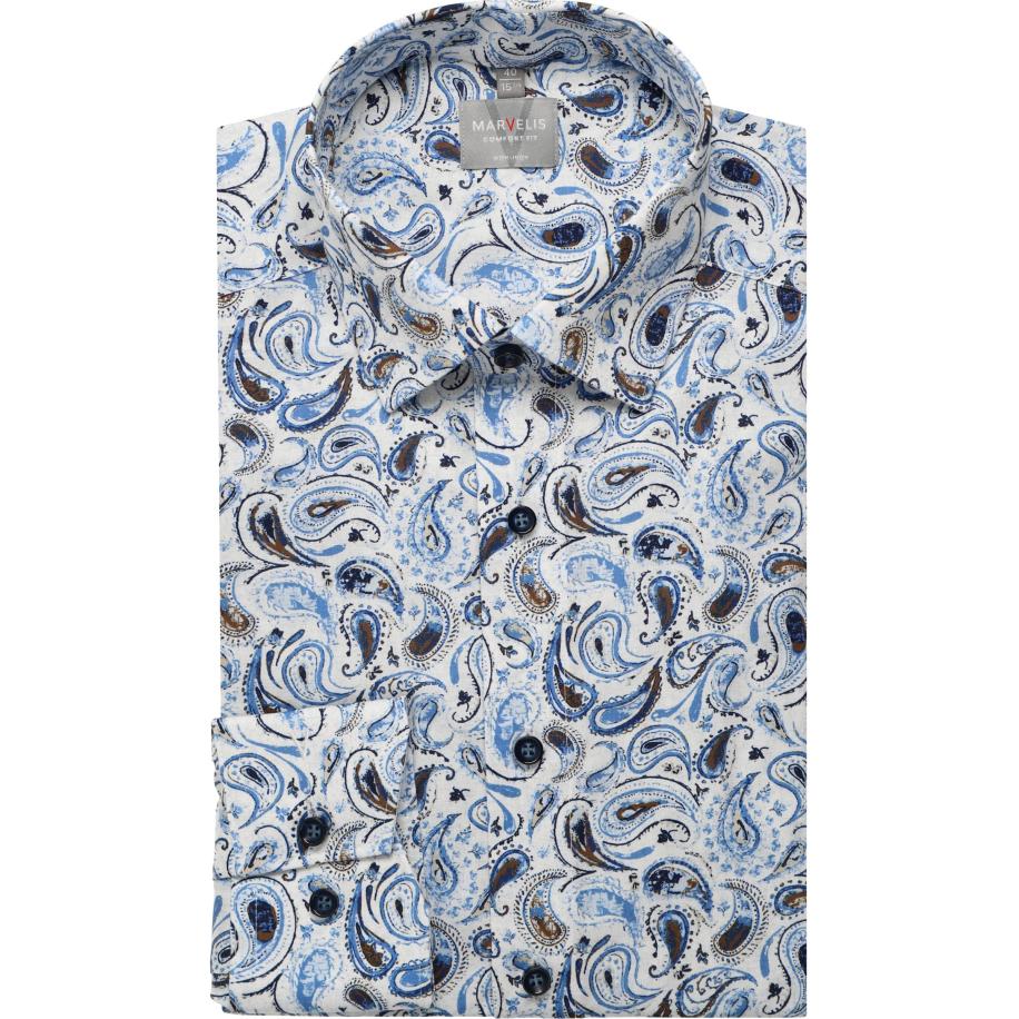 Marvelis Overhemd blauw, Bedrukt Blauw