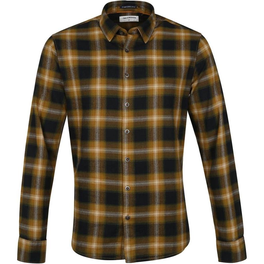 No Excess Overhemd Ruit Olijfgroen Groen