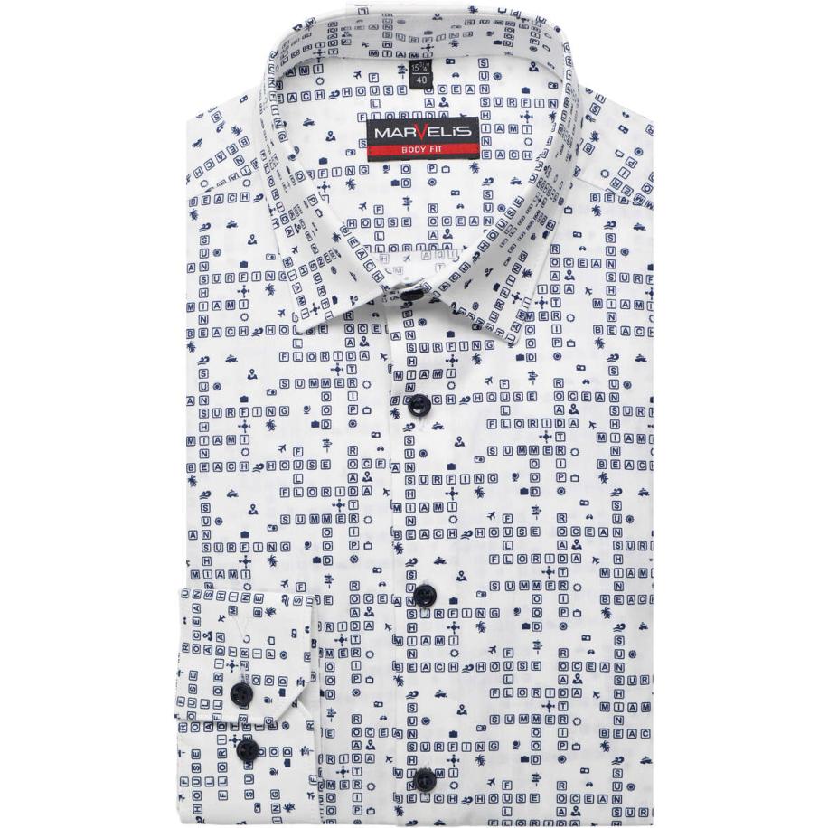 Marvelis Overhemd wit/blauw, Motief Blauw
