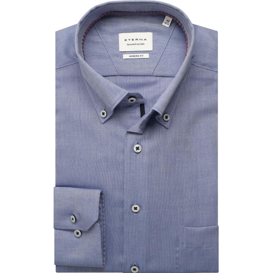 ETERNA Overhemd donkerblauw, Effen Blauw
