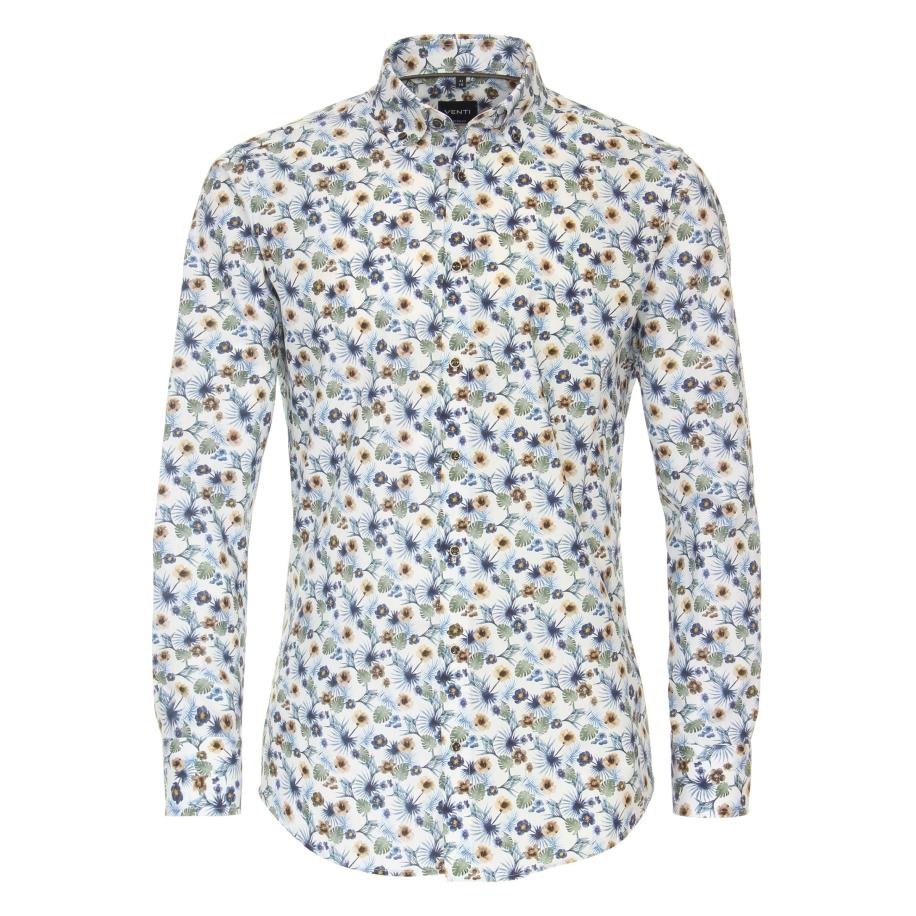 Venti Overhemd blauw, Bedrukt Blauw