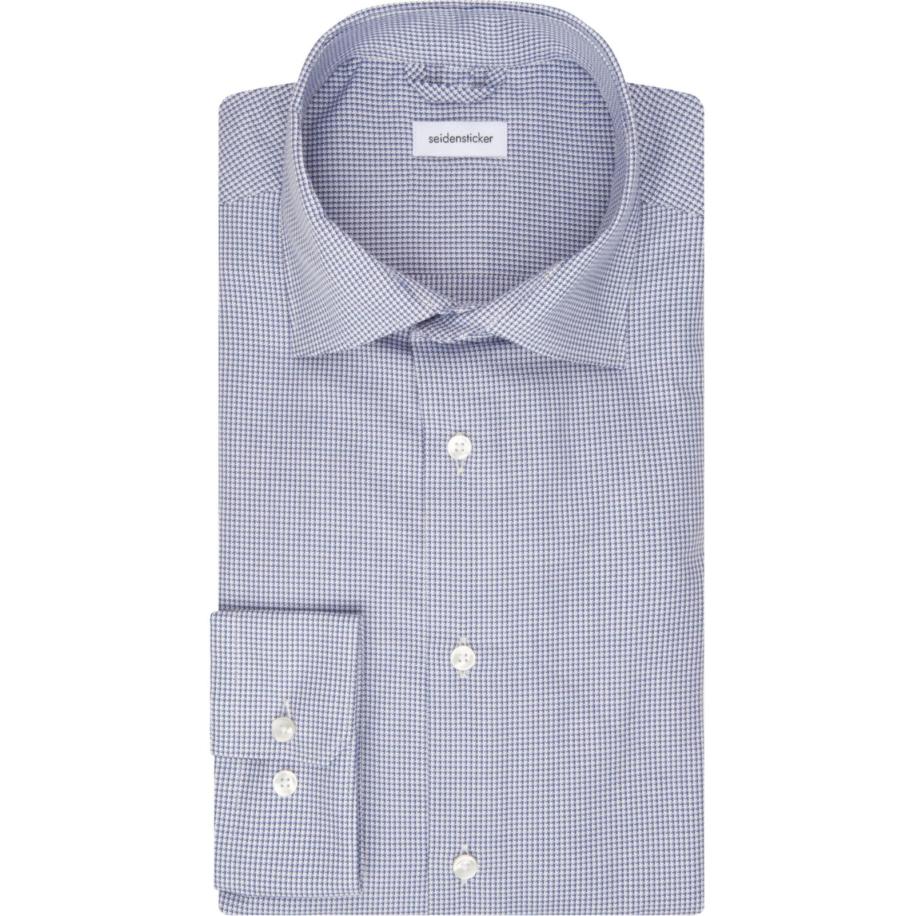 Seidensticker Overhemd blauw, Pied De Poule Blauw