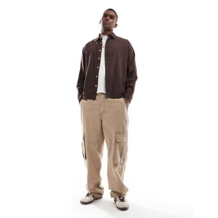 Jack & Jones - Recht overhemd met rechte zoom in bruin-Wit