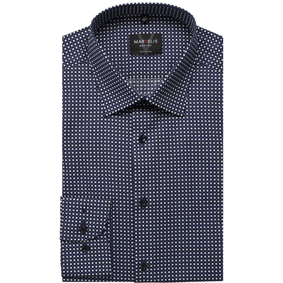 Marvelis Overhemd marine, Bedrukt Blauw