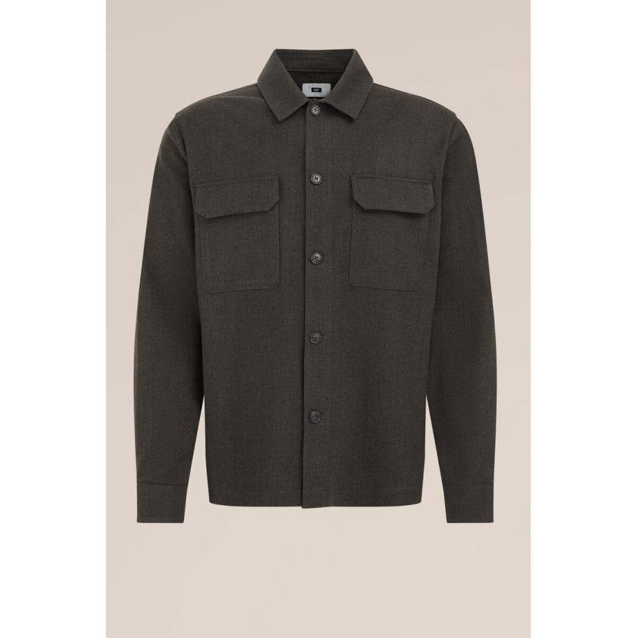 WE Fashion Heren Boxy fit flanellen overshirt - Boxy Fit - Donkerbruin - Maat: XS Bruin