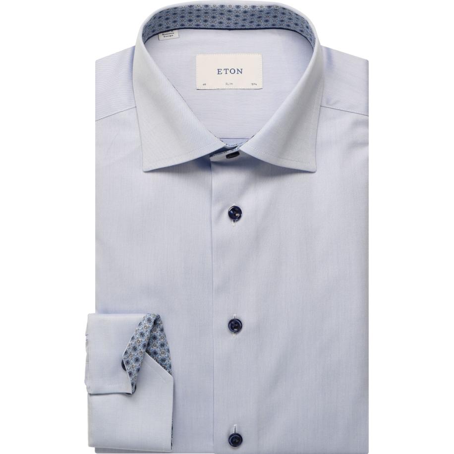 ETON Overhemd blauw, Effen Blauw