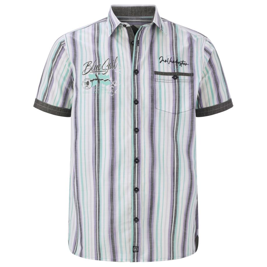 jan vanderstorm Jan Vanderstorm Overhemd Svenhart pastelblauw / mintgroen / zwart / wit -