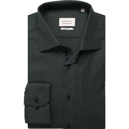 ETERNA Overhemd donkergroen, Gestructureerd