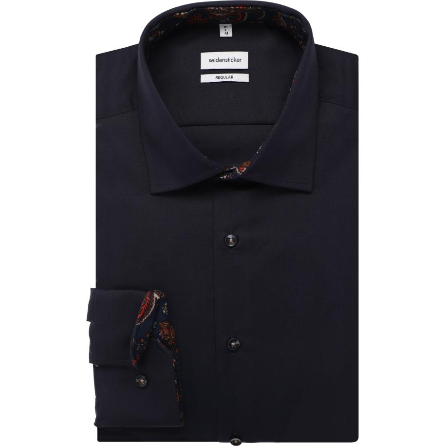 Seidensticker Overhemd marine, Effen Blauw