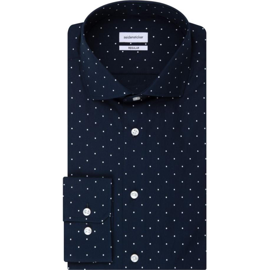Seidensticker Overhemd donkerblauw, Stippen Blauw