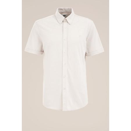 Fundamentals heren piquejersey overhemd met stretch - Slim Fit - Gebroken wit - Katoen - Maat: M