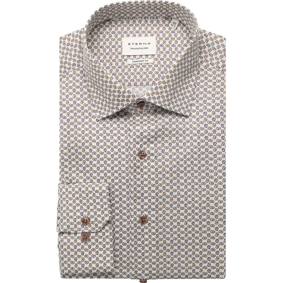 ETERNA Overhemd beige/bruin, Bedrukt Bruin