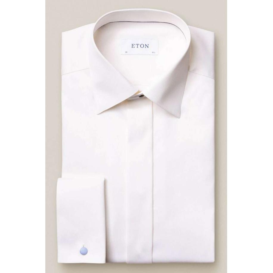 ETON Gala shirt beige, Effen Bruin