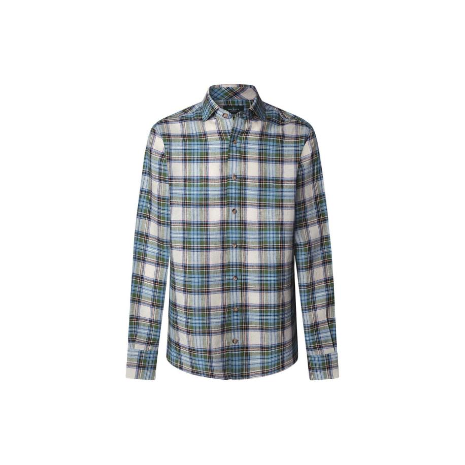 Hackett London Hackett London Overhemd Heritage Madras ecru / groen / lichtgroen -