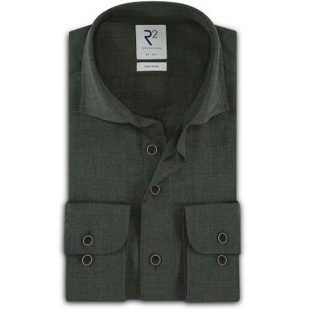 R2 Overhemd Wol Donkergroen