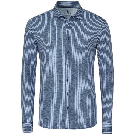 Desoto Shirt Kent Linen Optics Stripes Navy