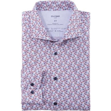 OLYMP Luxor 24/Seven Dynamic Flex Jersey shirt rood/wit, Motief
