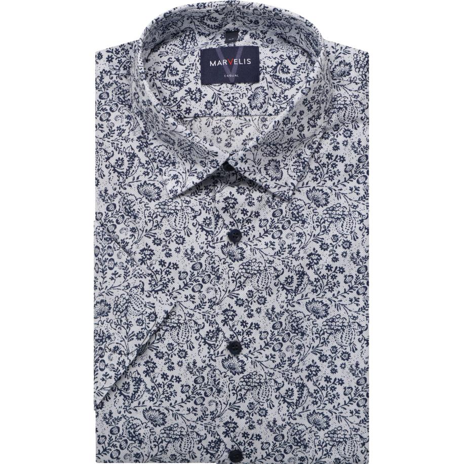 Marvelis Casual Overhemd Korte mouw rook blauw Blauw