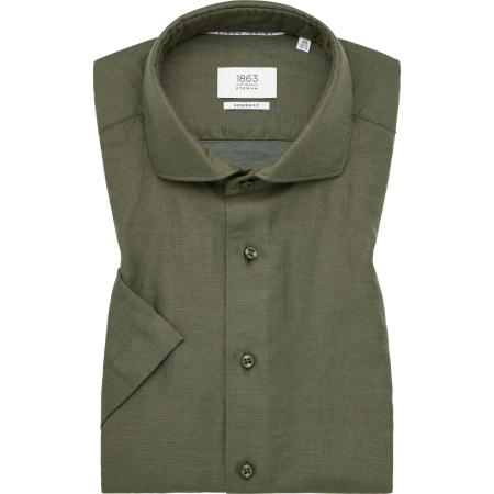 ETERNA 1863 Linnen Overhemd groen, Effen