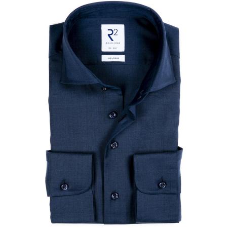 R2 Overhemd Wol Donkerblauw