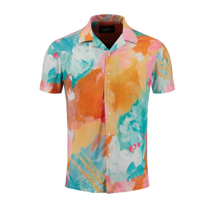 Key Largo Key Largo Overhemd Caracas turquoise / oranje / kreeft / rosa -