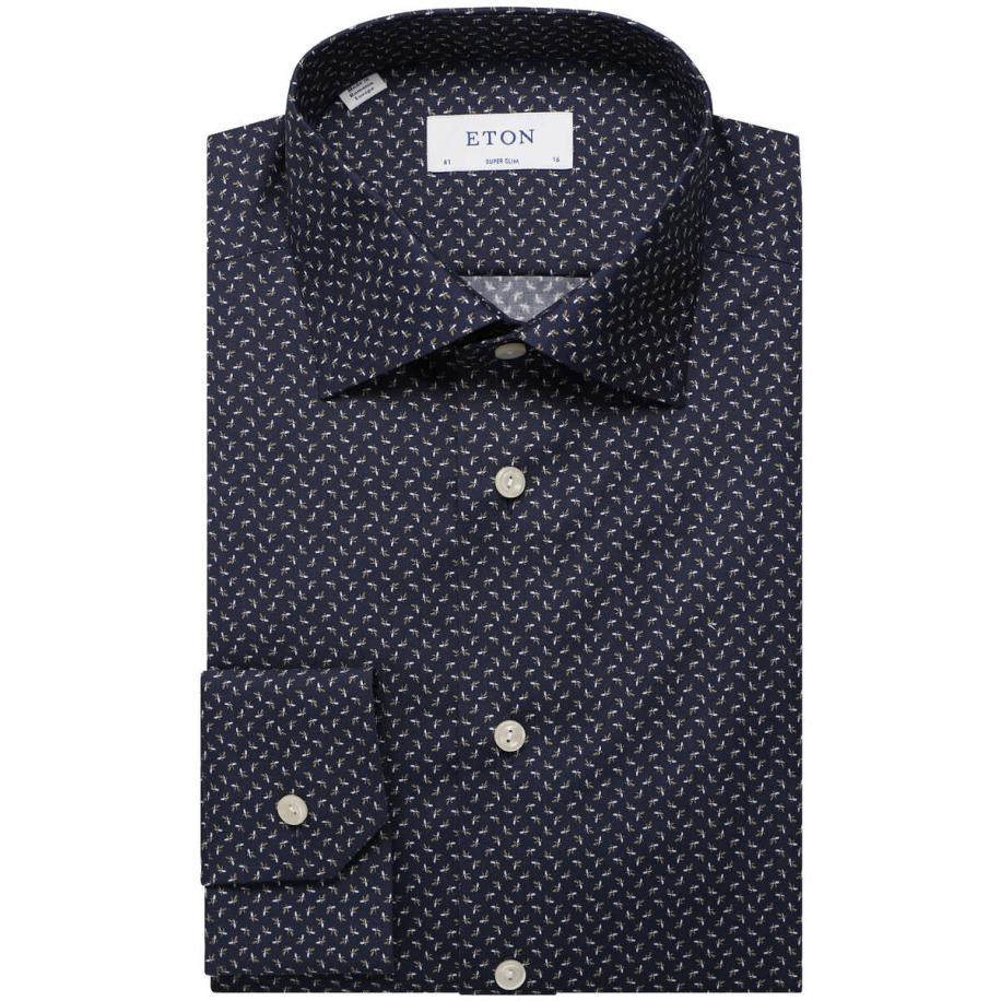 ETON Overhemd Marine, Motief Blauw