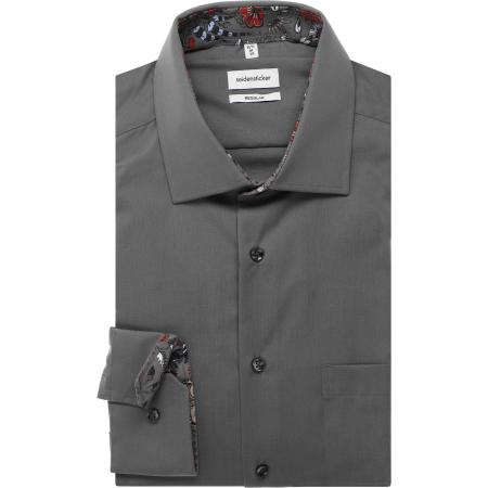 Seidensticker Overhemd donkergrijs, Effen