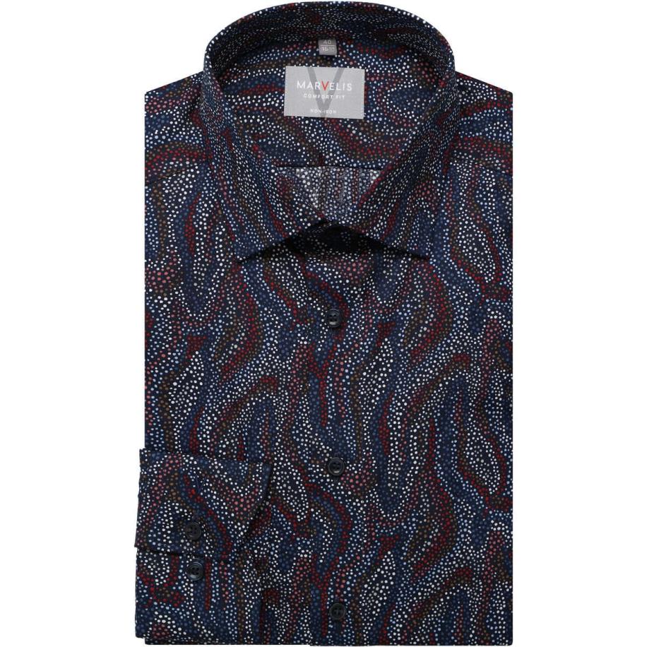 Marvelis Overhemd marine, Bedrukt Blauw
