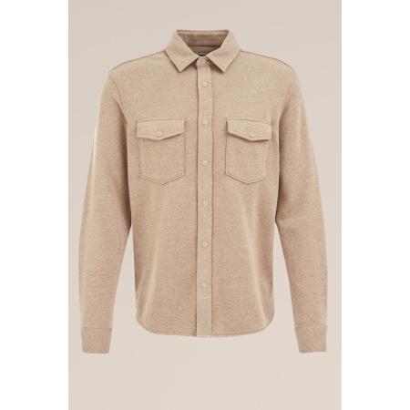 Fundamentals heren gebreid smart overshirt van katoenmix - Regular fit - Caramel - Katoen - Maat: XXXL