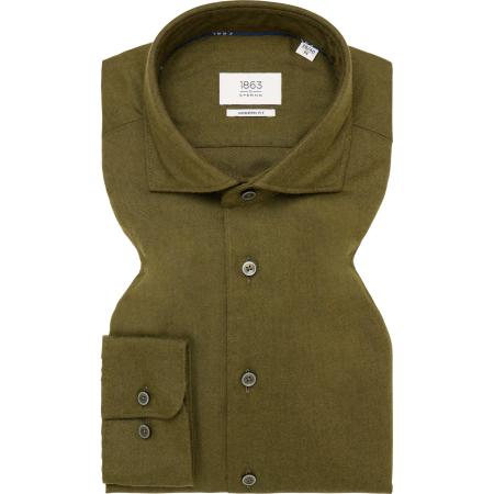 ETERNA 1863 Flanellen Overhemd groen, Effen