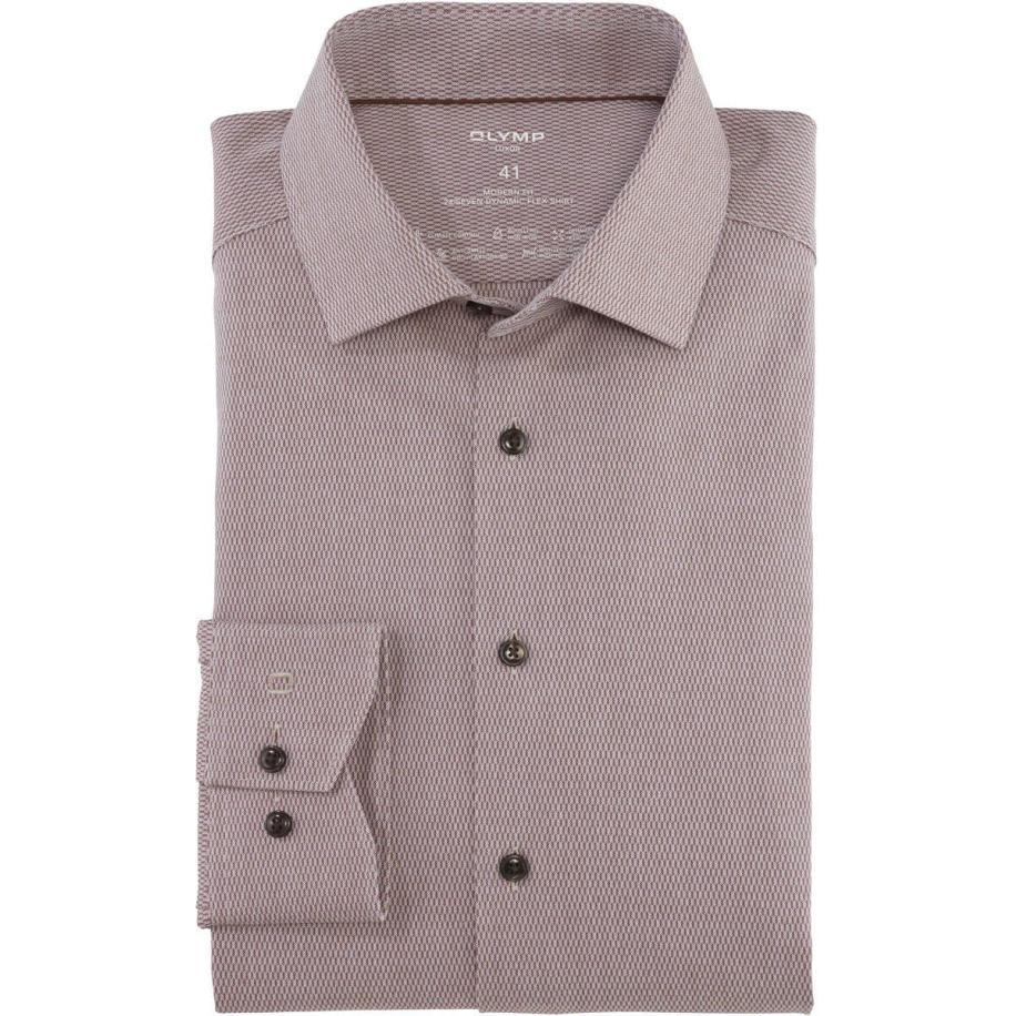 OLYMP Luxor 24/Seven Overhemd bruin, Faux-uni Bruin