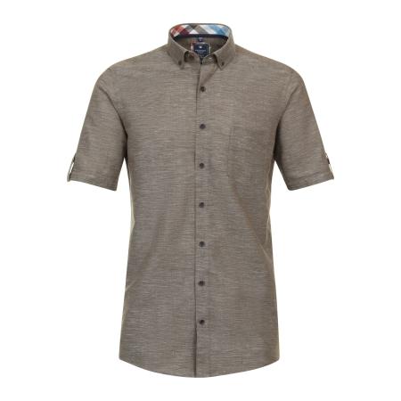 Redmond Casual Linnen Overhemd bruin, Effen