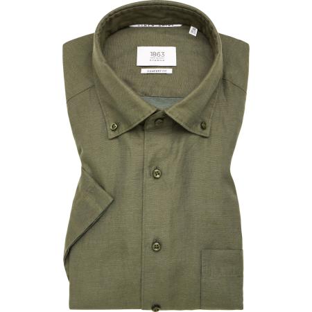 ETERNA 1863 Linnen Overhemd groen, Effen
