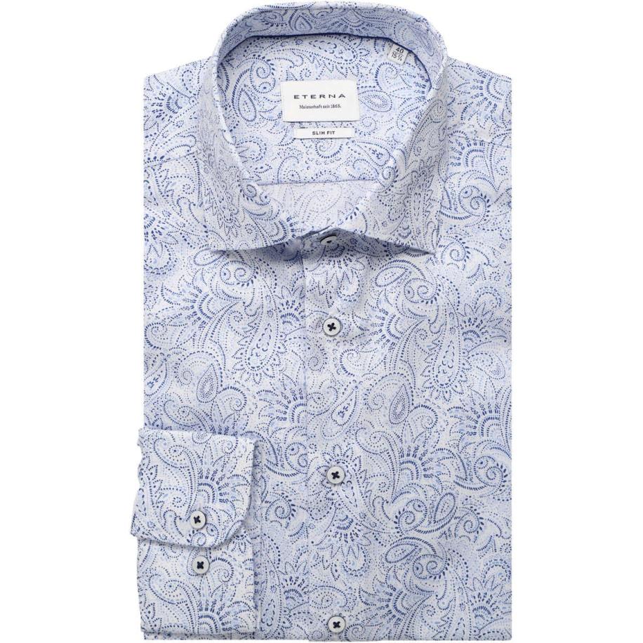 ETERNA Overhemd middenblauw, Bedrukt Blauw