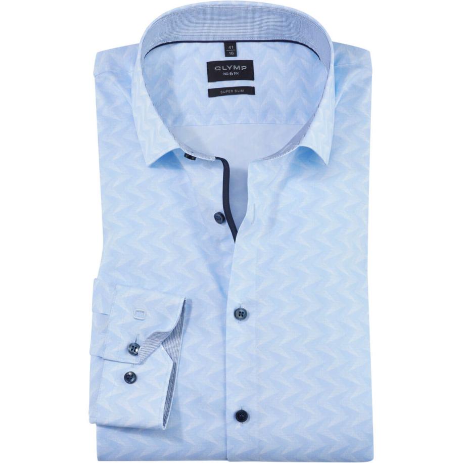 OLYMP No. Six Overhemd lichtblauw, Motief Blauw