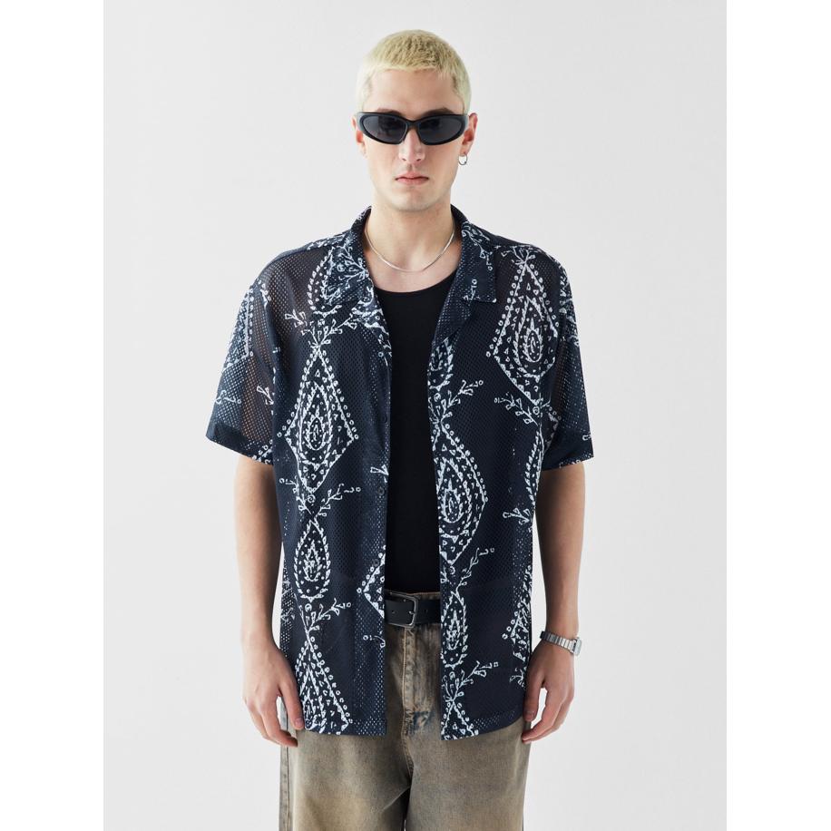 VAMOS CLO Overhemd donkergrijs / wit Grijs