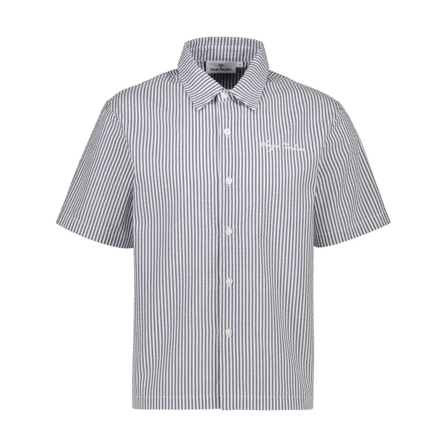 Sergio Tacchini Overhemd smoky blue / wit Wit