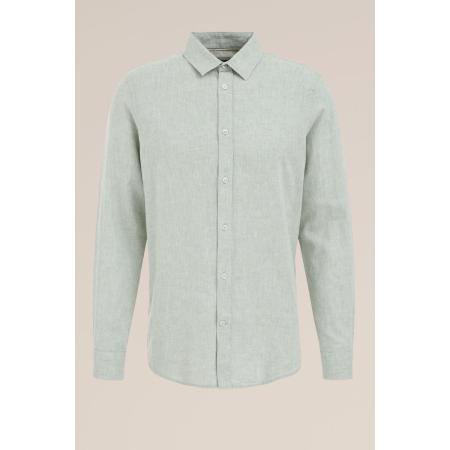 Fundamentals heren easy care linnenmix overhemd - Regular fit - Pastelgroen - Linnen - Maat: M