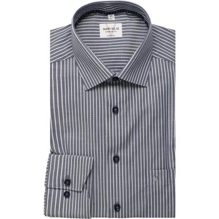 Marvelis Overhemd marine, Gestreept