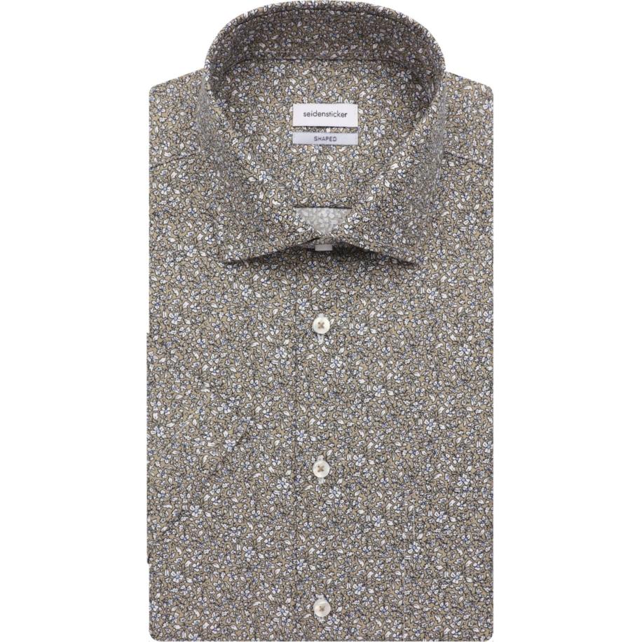 Seidensticker Overhemd Korte mouw beige Bruin