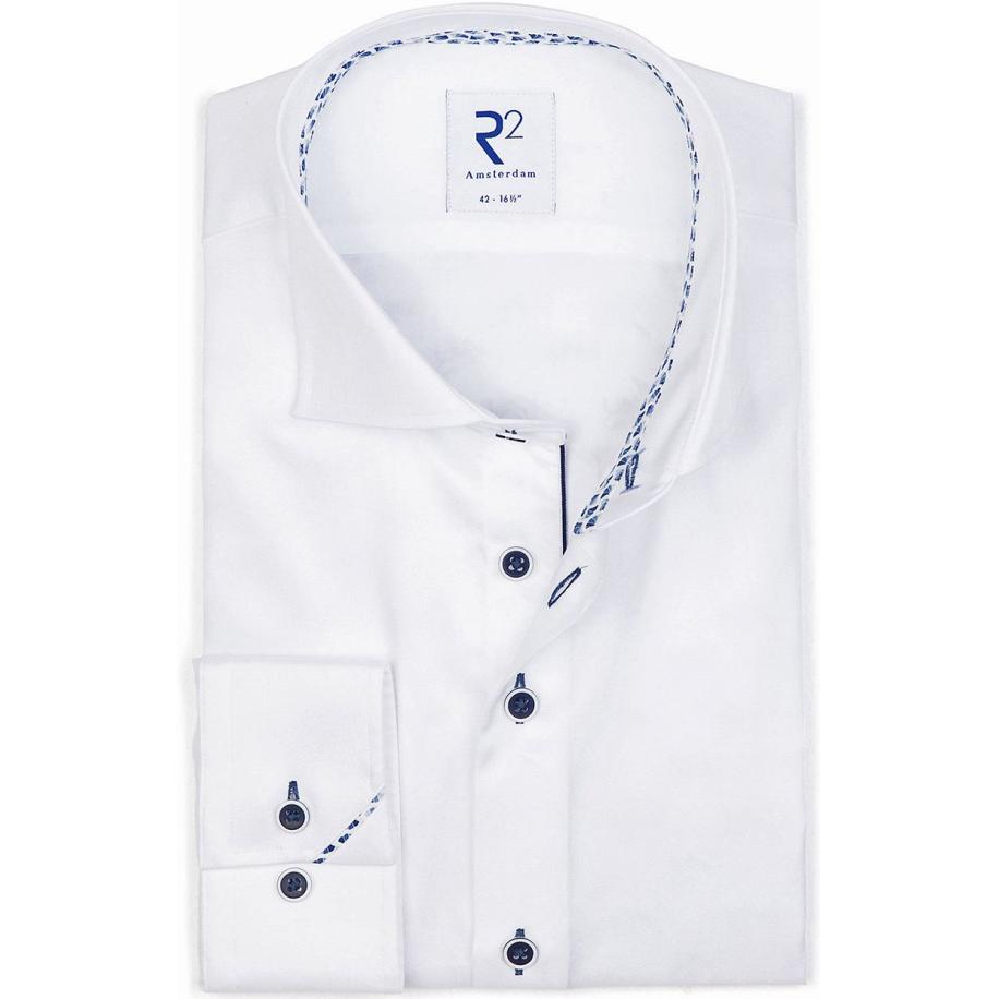 R2 Overhemd Twill Wit Wit