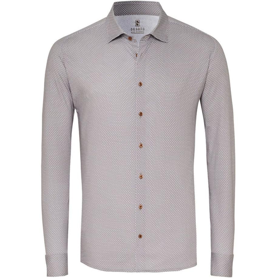 Desoto Overhemd Timeless Elegance Print Beige Multicolor
