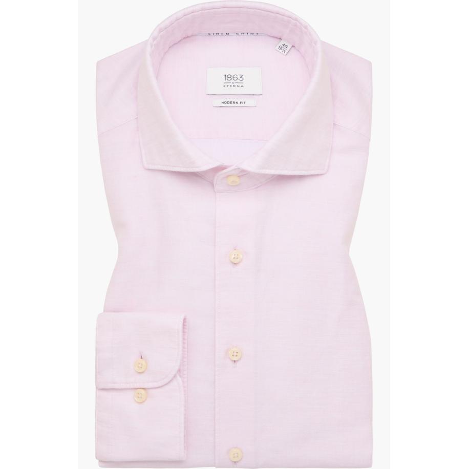 ETERNA 1863 Linnen Overhemd roze, Effen Roze