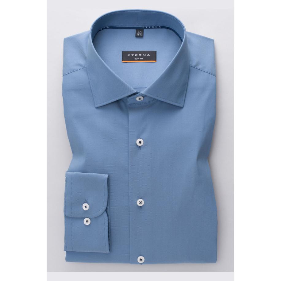 ETERNA Performance Overhemd donkerblauw, Effen Blauw