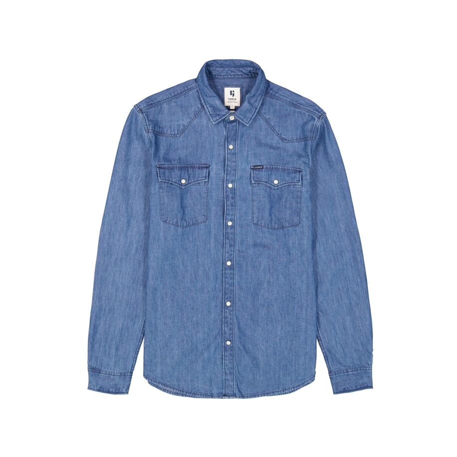 Garcia GARCIA Overhemd blauw denim -