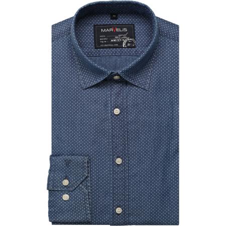 Marvelis Casual Overhemd indigo, Stippen